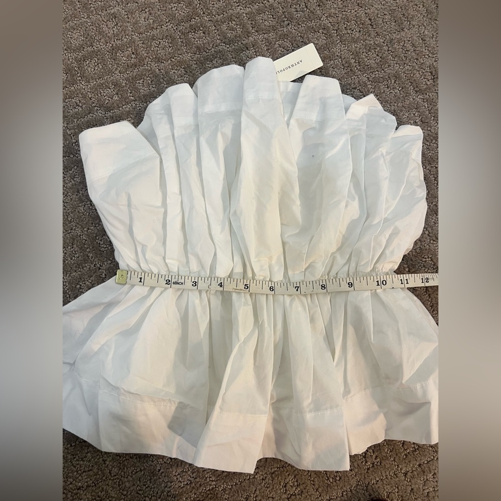 NWT Anthropologie White Smocked Ruffle Strapless Top - Size S - Perfect Bridal! - Picture 7 of 8